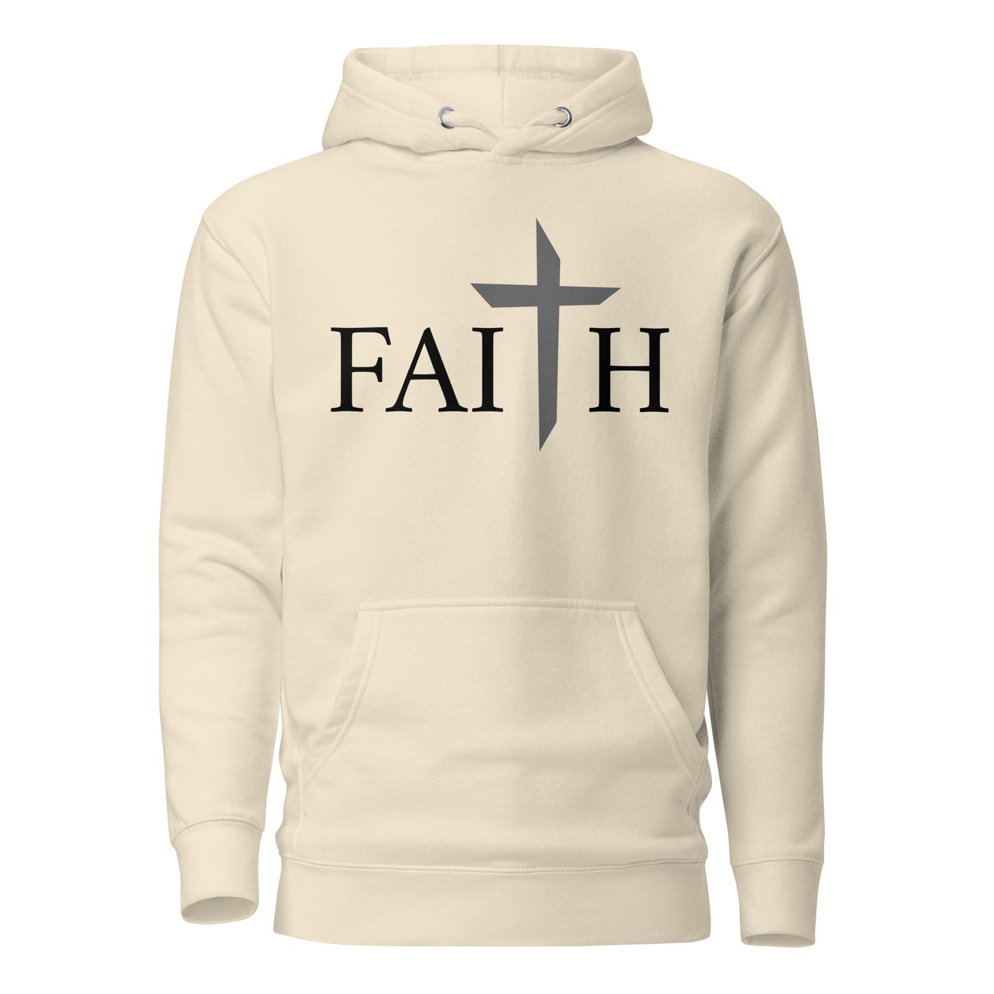 Christian Faith Cross Hoodie for men with cross graphic, front pouch pocket and 3-panel hood