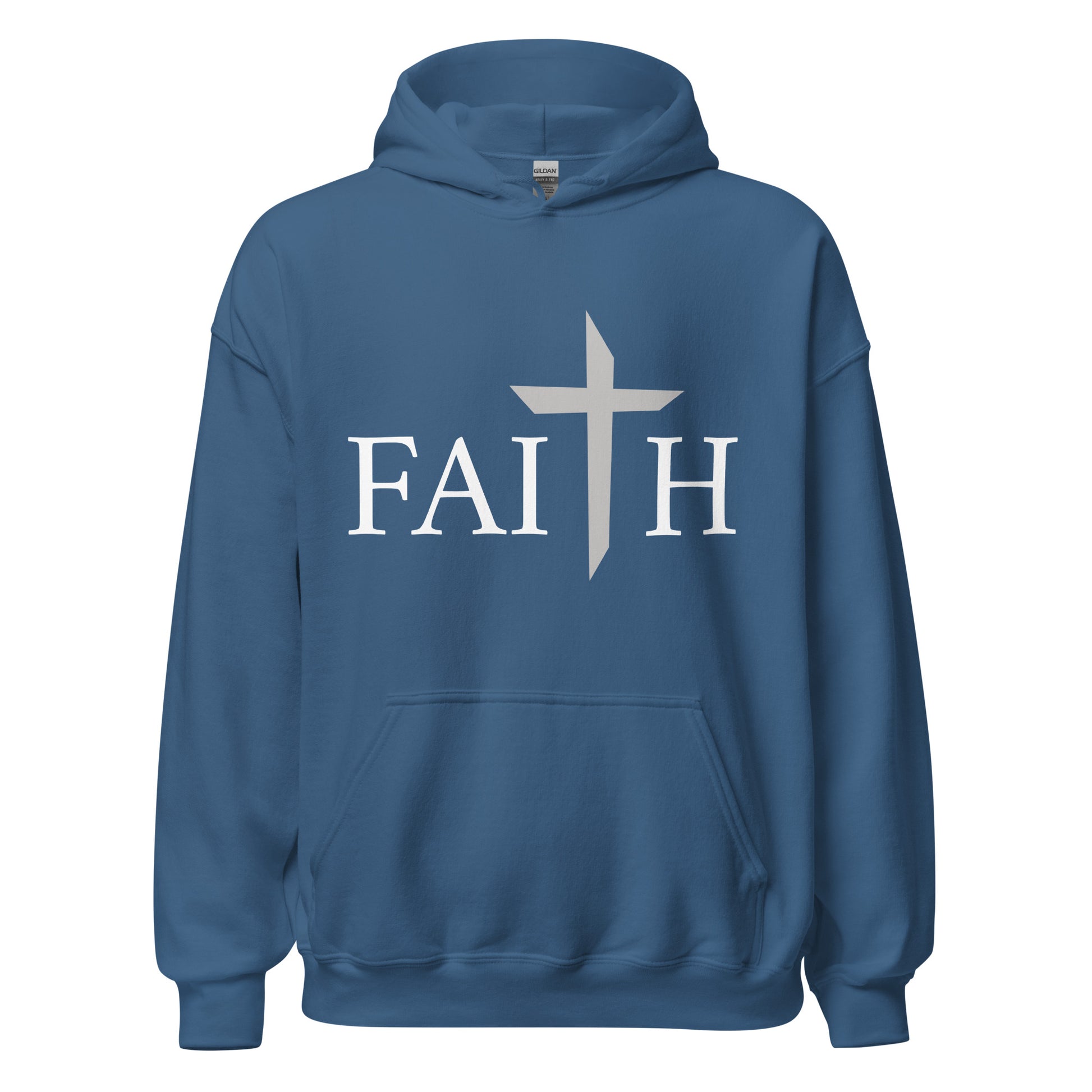 Faith Women’s Hoodie in fleece with front pouch pocket, drawstring hood, and Christian faith graphic