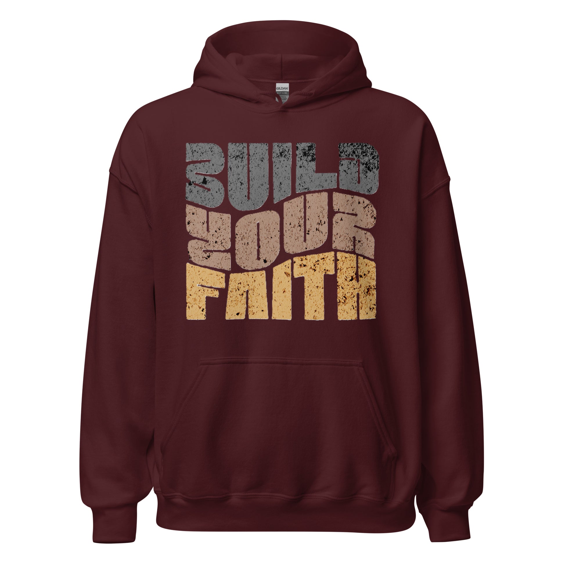 Build Your Faith women's Christian hoodie with front pouch pocket, drawcord hood, and faith growth graphic