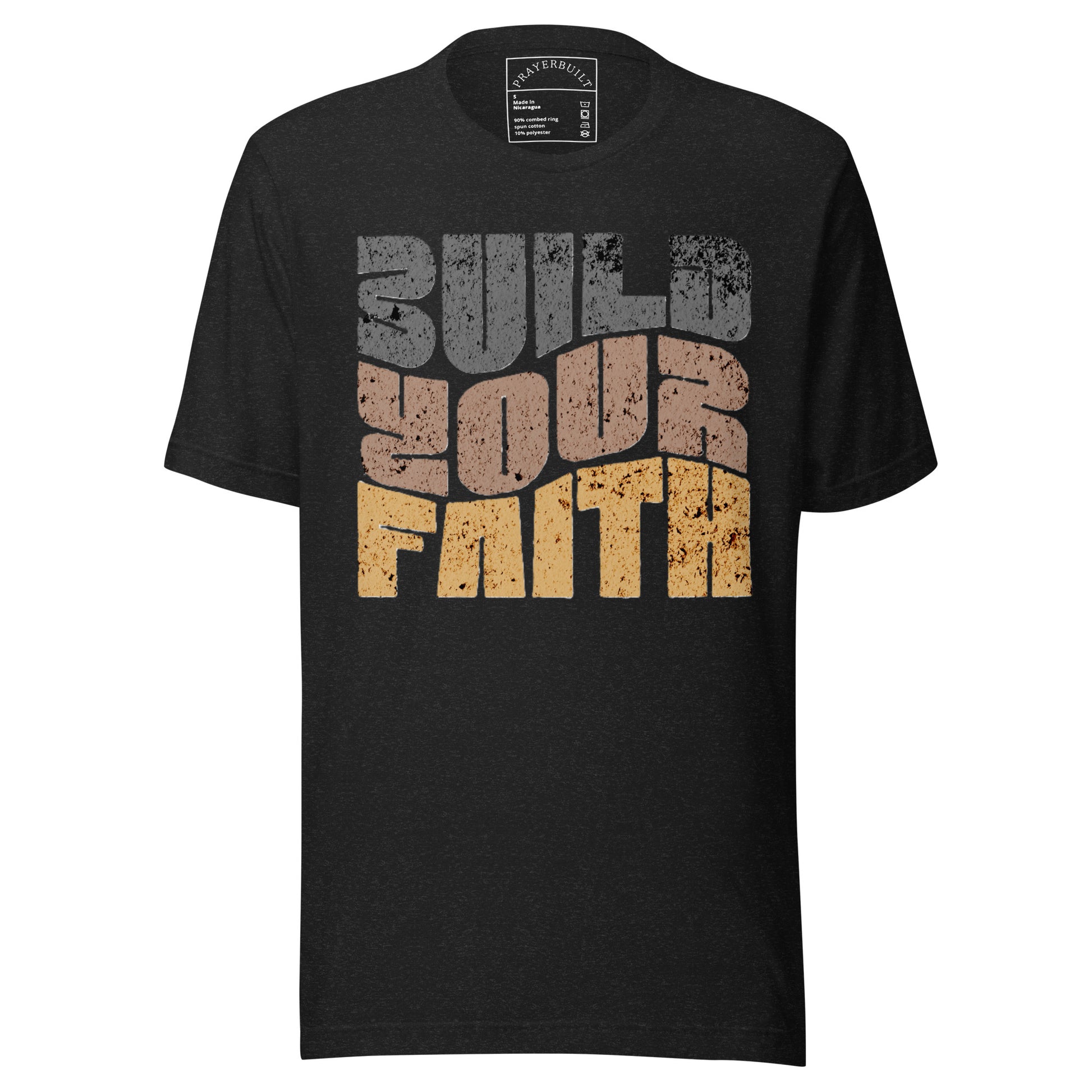 Build Your Faith men's Christian T-shirt with faith growth message and breathable everyday fit
