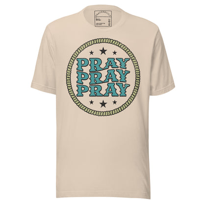 Pray Pray Pray men's Christian T-shirt with prayer graphic, soft everyday fit, faith-based tee for men