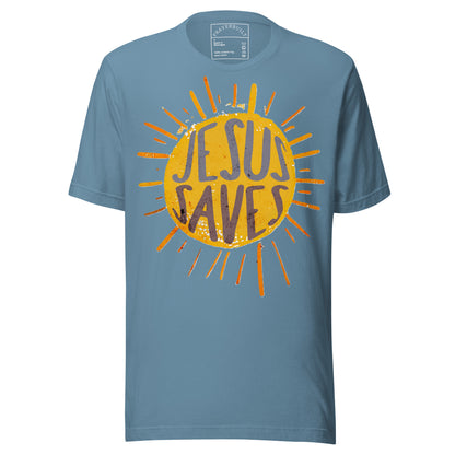 Jesus Saves men's Christian T-shirt with bold faith message and everyday fit
