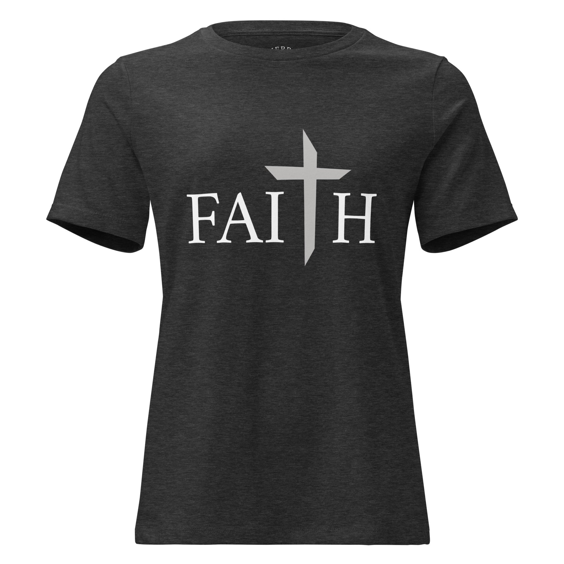 Women's Faith Christian T-Shirt with relaxed fit, crew neck, and inspirational graphic design