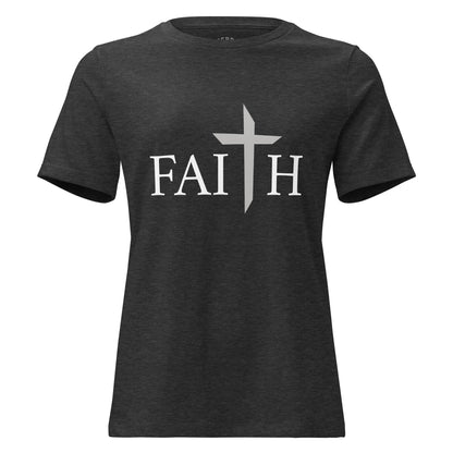 Women's Faith Christian T-Shirt with relaxed fit, crew neck, and inspirational graphic design