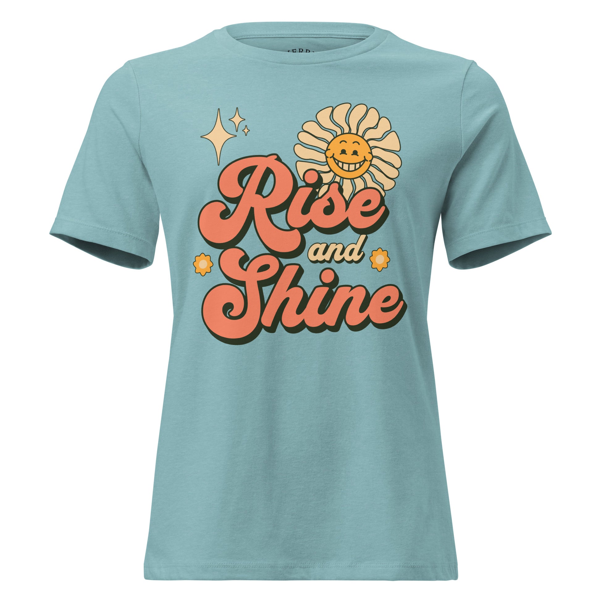 Rise and Shine women's Christian relaxed tee with crew neck and faith-based graphic in soft cotton