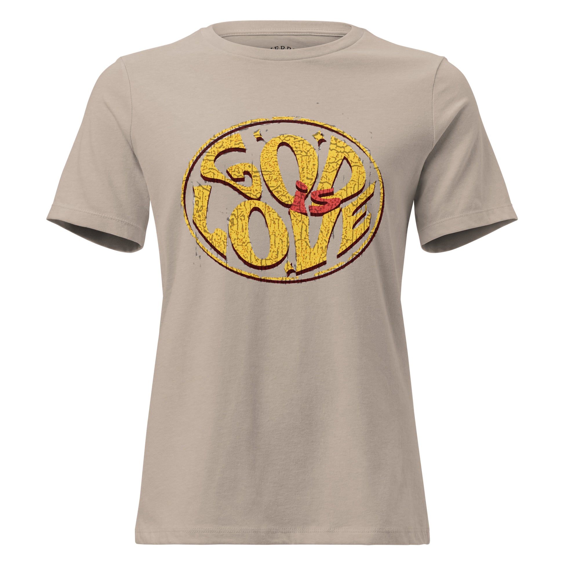 God Is Love Christian T-shirt for women with relaxed fit, crew neck, and faith graphic