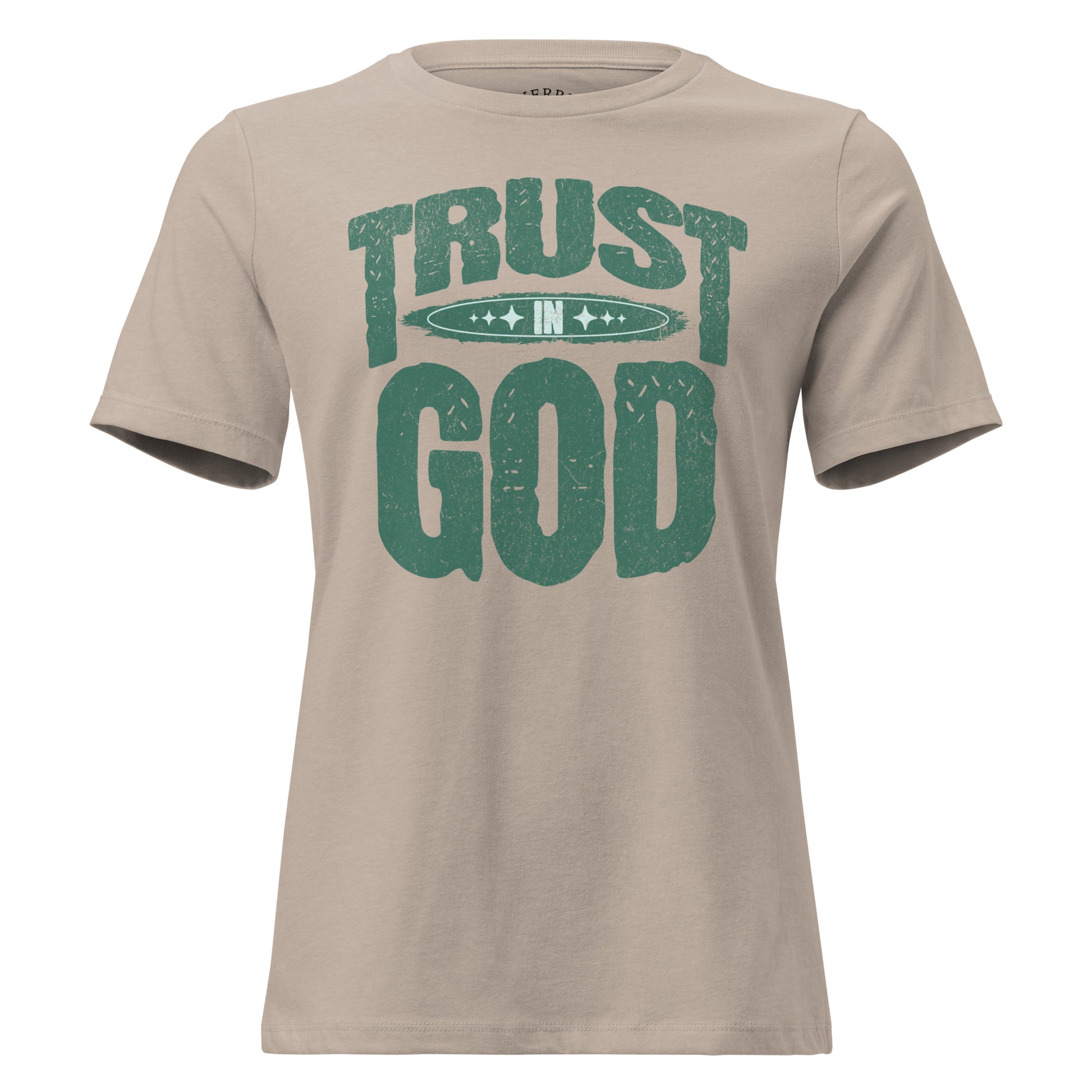 Trust in God women's relaxed Christian T-shirt with crew neck and soft cotton fabric