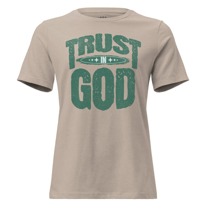 Trust in God women's relaxed Christian T-shirt with crew neck and soft cotton fabric