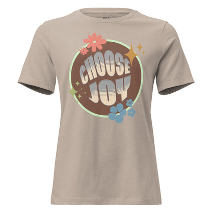 Choose Joy women's relaxed Christian T-shirt with faith message, crew neck, relaxed fit, soft cotton fabric