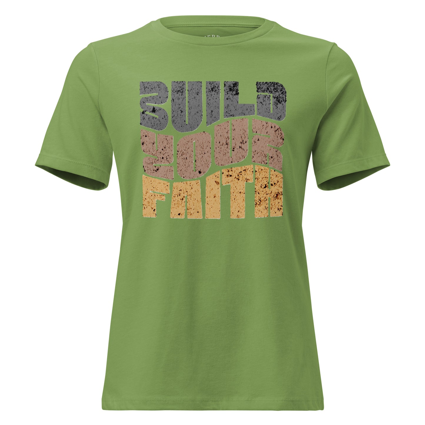 Christian Build Your Faith women's relaxed tee in soft cotton with crew neck and faith-based graphic