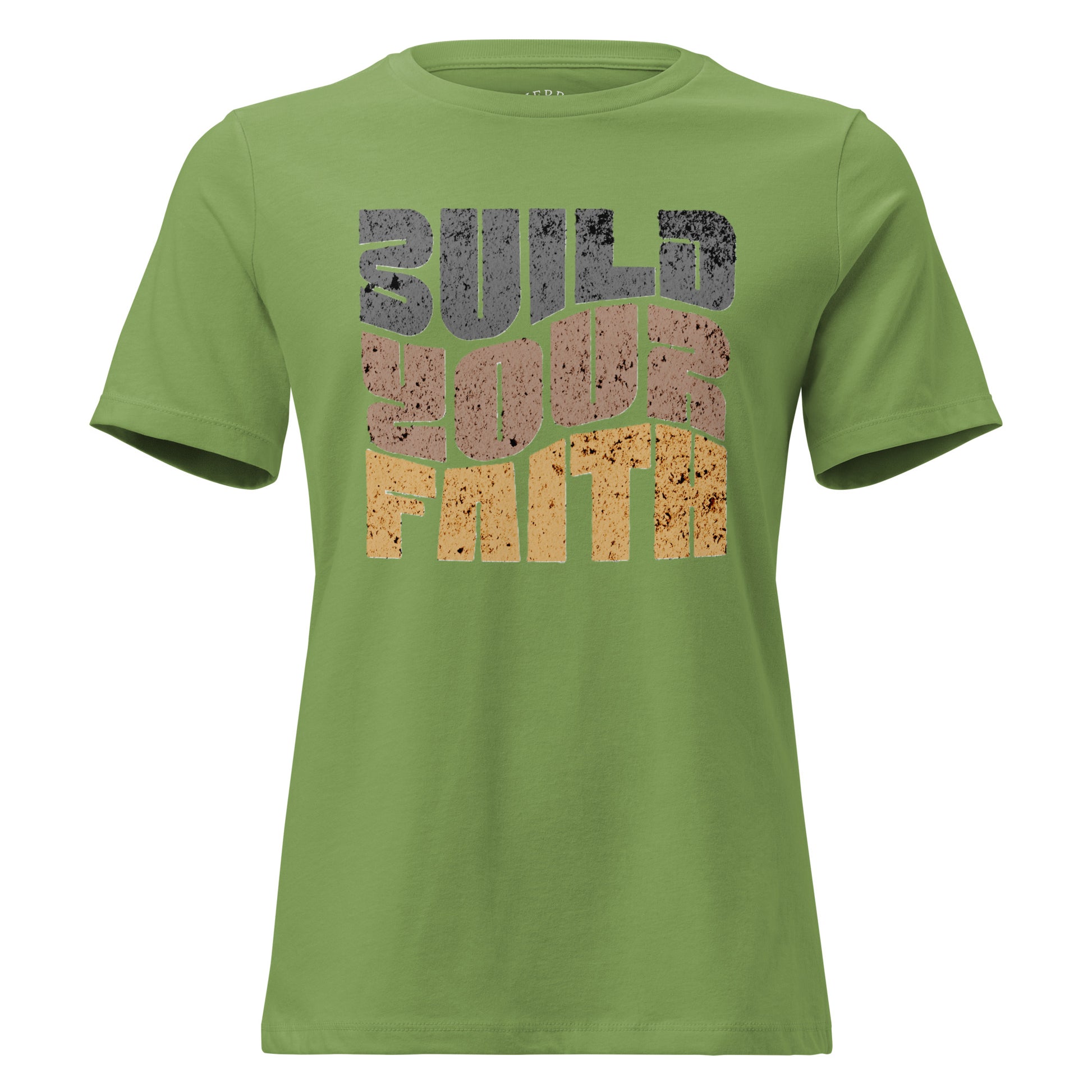 Christian Build Your Faith women's relaxed tee in soft cotton with crew neck and faith-based graphic