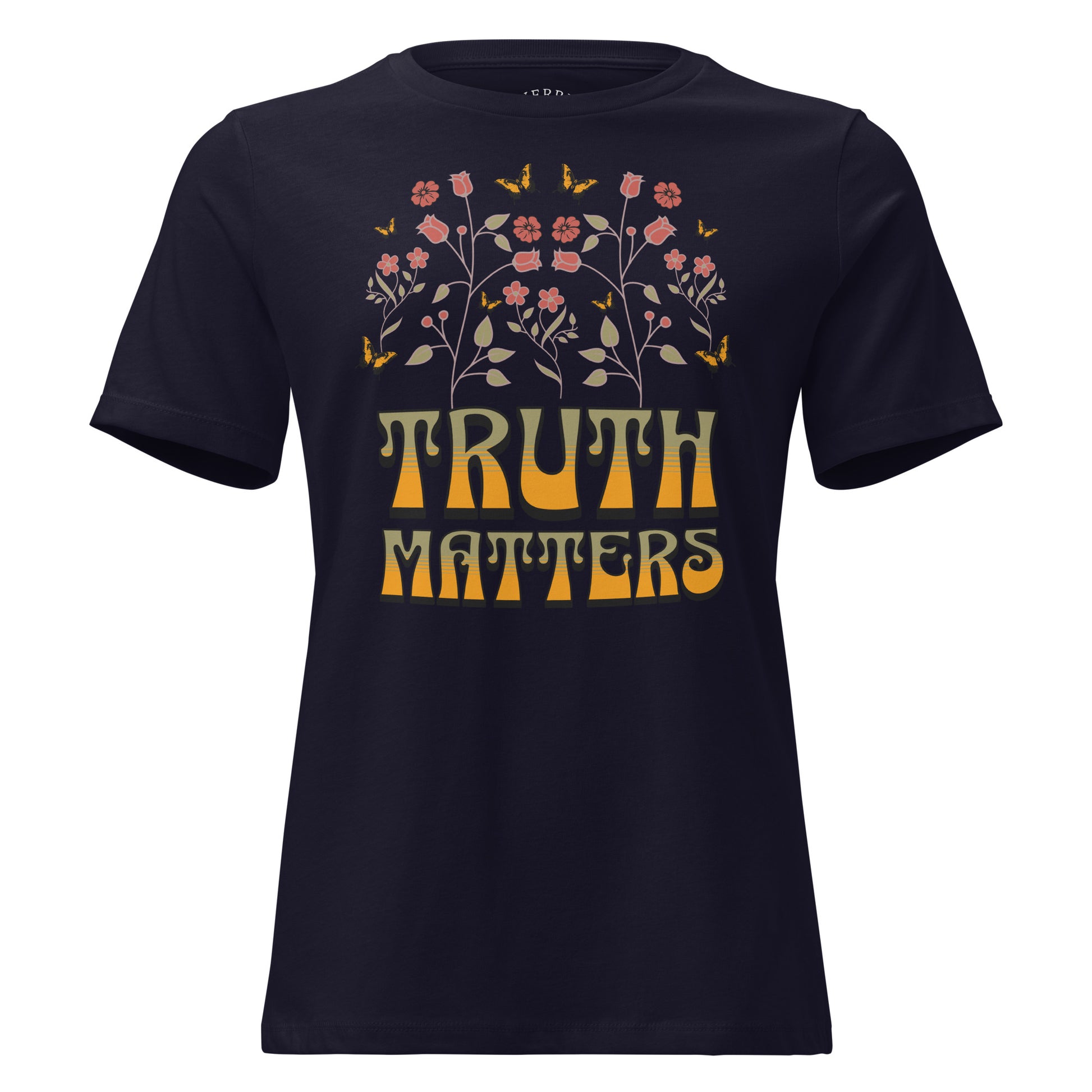 Truth Matters women's relaxed Christian T-shirt with crew neck, faith-based graphic, and soft cotton fabric