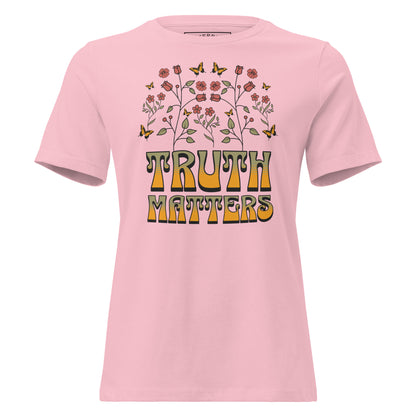 Truth Matters women's relaxed Christian T-shirt with crew neck and faith-based graphic tee styling