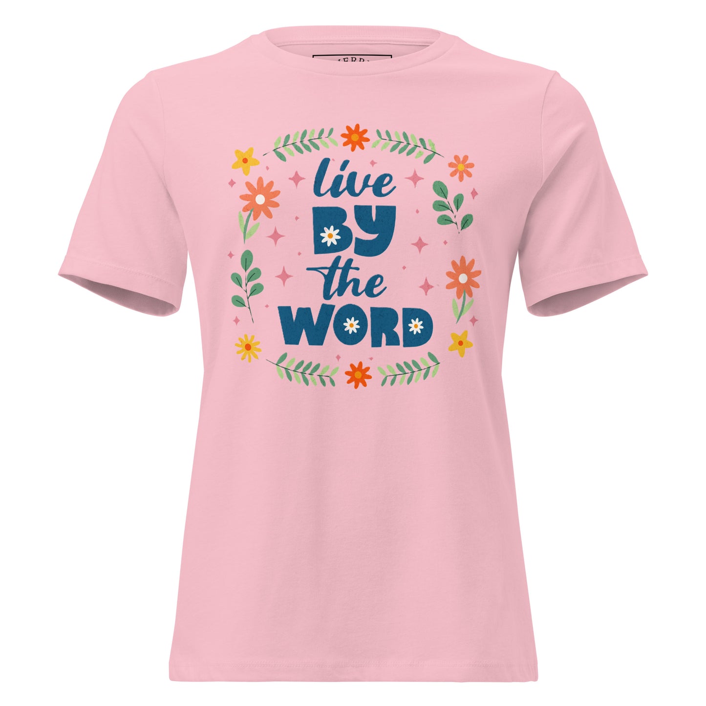 Live By the Word women's relaxed Christian T-shirt with crew neck and faith-based graphic