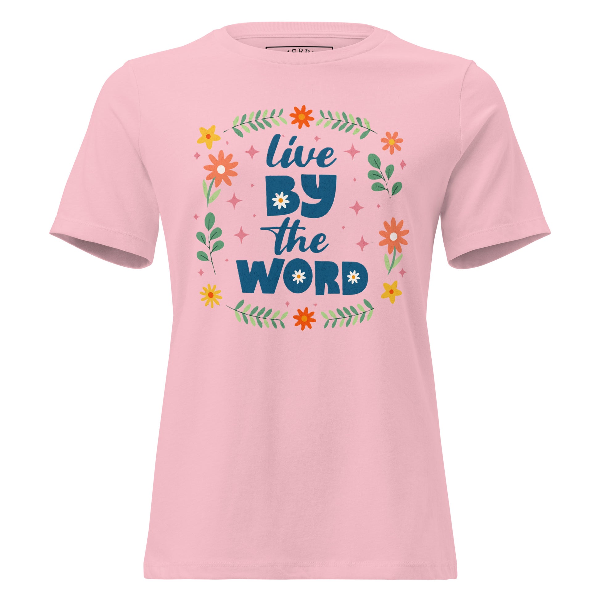 Live By the Word women's relaxed Christian T-shirt with crew neck and faith-based graphic