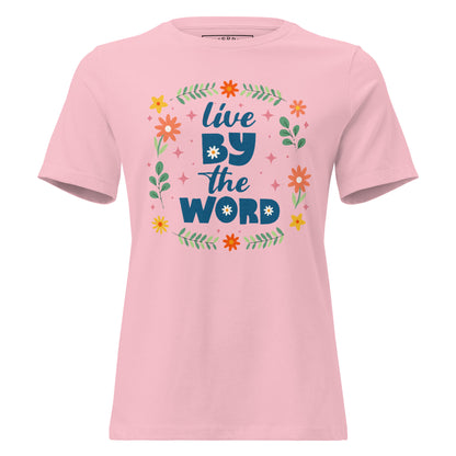 Live By the Word women's relaxed Christian T-shirt with crew neck and faith-based graphic